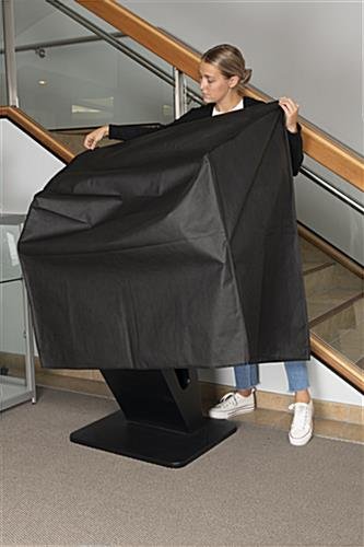 43" Digital Kiosk Polyester Dust Cover w/ Remote Control Pocket - Black - Image 3