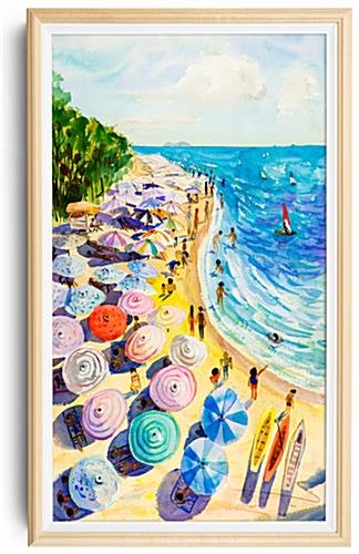 43” Non-Touch Digital Signage w/ Wood Frame, Wall Mounted - Oak - Image 2