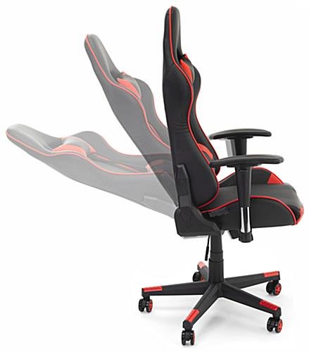 47.2"h Gaming Chair with Adjustable Armrests, Lumbar Support, Tilting Backrest - Red - Image 4