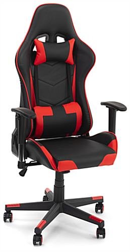 47.2"h Gaming Chair with Adjustable Armrests, Lumbar Support, Tilting Backrest - Red