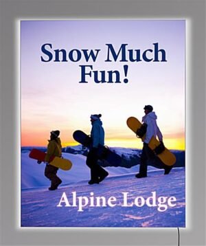 48” x 60” Wall Mounted Backlit Display, Custom Printed Graphics - Silver