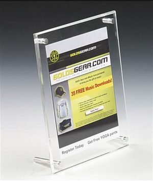 5 x 7 Acrylic Sign Holder with Standoff Hardware, Slant Back - Clear