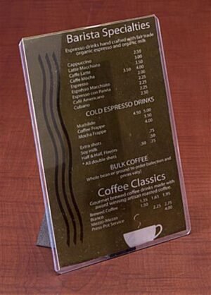 5 x 7 Sign Holder with Easel for Tabletop, Clear Plastic Sleeve