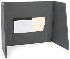 50" W x 20" H Tri-Fold Fabric Desk Divider w/ Pocket - Gray