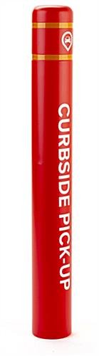 52" Bollard Cover, Plastic 6" Diameter Sleeve w/ 1-Color Custom Graphics - Red
