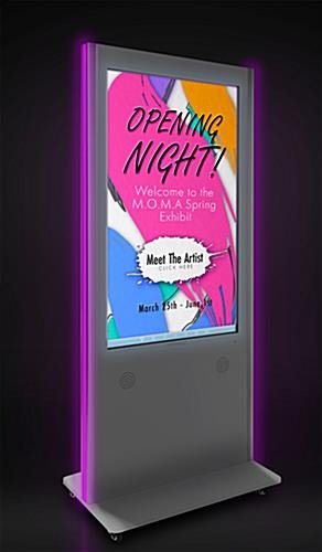 55" Touch Screen Kiosk with LED Edge-Lit Panels, Android 7.1 OS, Wheels - White - Image 4