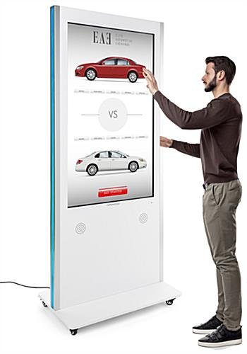 55" Touch Screen Kiosk with LED Edge-Lit Panels, Android 7.1 OS, Wheels - White - Image 9
