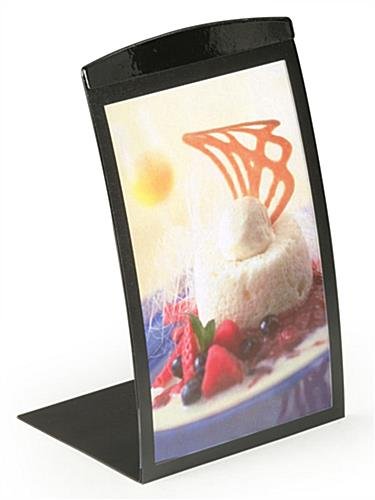 5.5 x 8.5 Sign Holder for Tabletop, with Magnetic Lens, Curved - Black