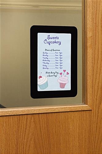 5.5 x 8.5 Window Sign Holder with Magnetic Lens, Adhesive Dots - Black