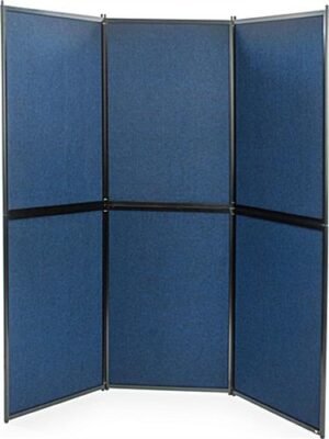 56"w Floor Standing Hook & Loop Display Board, 6 Panels, Double Sided - Blue