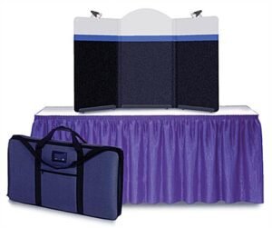 56"w Tabletop Hook & Loop Display, 3 Panels, 2 Spotlights, Header - Black