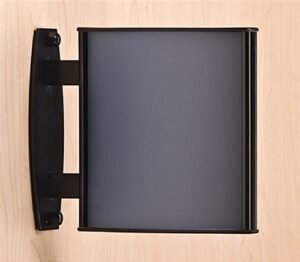 5.75 x 6 Curved Sign Holder for Wall or Ceiling, Double Sided, Snap-out Lens - Black