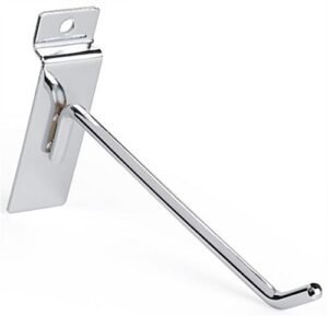 6" Metal Slatwall Peg Hook, Angled Tip, Set of 25 - Chrome