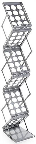 6-Pocket Portable Literature FloorStand with Case, 2-Sided, Adjustable Height -Silver