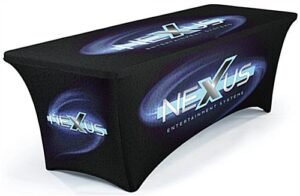 6’ Stretch Table Cover, Full Back & Zipper – Custom Graphics