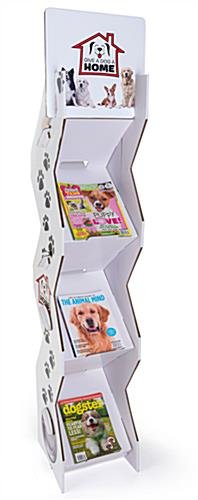 6-Tiered Cardboard Literature Floor Stand, 4"/8.5"w, Double Sided - Custom Printed