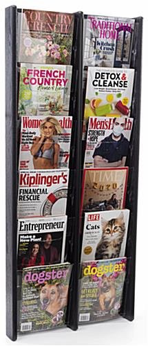 6-Tiered Literature Wall Rack, 4"/8.5"w, 12-24 Pockets - Black