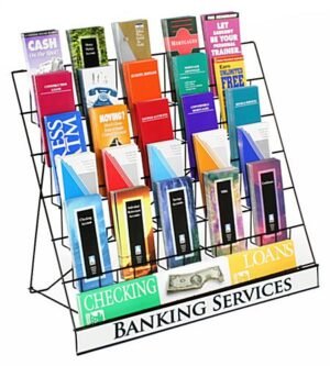 6-Tiered Wire Literature Rack for 4-In & 8.5-In Materials, Tabletop, Header - Black