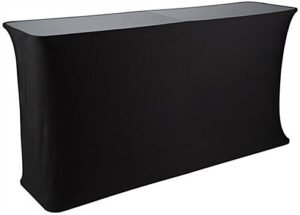 6’ Wide Portable Counter with Black Stretch Cover & Carrying Bags - Black & Silver