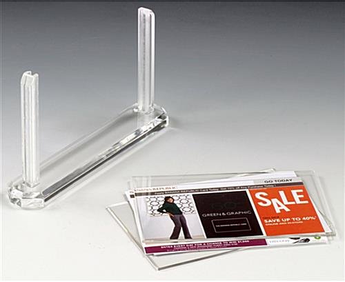 6 x 4 Acrylic Sign Holder for Tabletop Use, Double-sided, Top Insert - Clear - Image 2