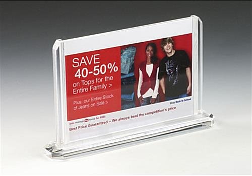 6 x 4 Acrylic Sign Holder for Tabletop Use, Double-sided, Top Insert - Clear