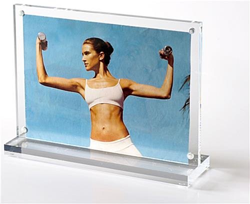6 x 4 Acrylic Sign Holder with Magnets, Horizontal, T-style - Clear - Image 2