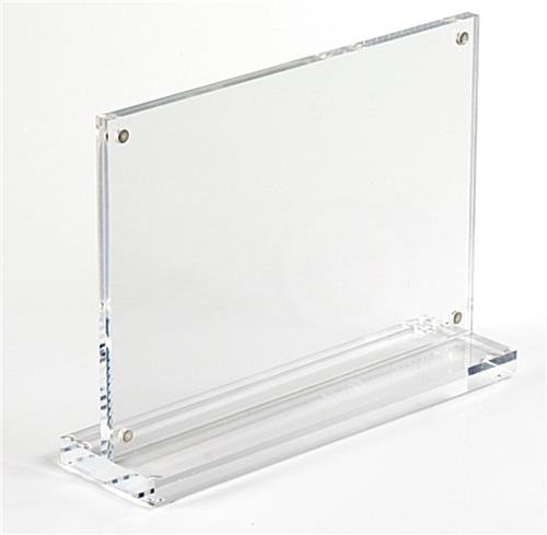 6 x 4 Acrylic Sign Holder with Magnets, Horizontal, T-style - Clear