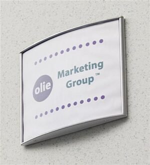6 x 7.5 Curved Adhesive Wall Sign Holder, Snap-out Lens - Silver