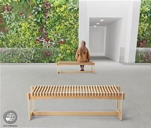 60" w Slatted Bench with Collapsible Design, Eco-Friendly Poplar Wood - Natural