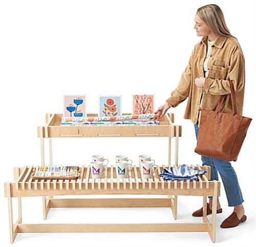 60" w Slatted Bench with Collapsible Design, Eco-Friendly Poplar Wood - Natural - Image 7
