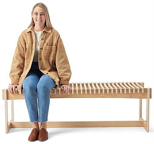 60" w Slatted Bench with Collapsible Design, Eco-Friendly Poplar Wood - Natural - Image 8