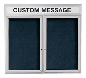 60 x 36-Inch Enclosed Letter Board with Custom Text Header, Wall Mount - Silver