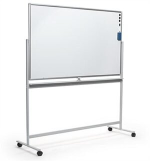 60 x 36 Write-On Board, Floor Stand w/ Wheels, Dry Erase, Double Sided - Silver