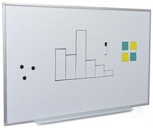 60 x 36 Write-On Board, Wall Mount, Dry Erase, Ghost Grid Lines, Magnetic - White