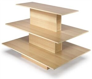 60 x 42-Inch Tiered Display Table w/ 3 Shelves, Rectangular - Maple