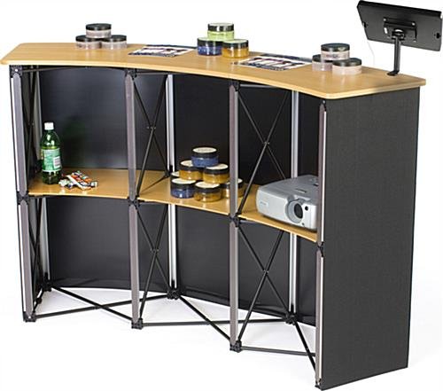 61"w Portable Counter with Clamp-on iPad Enclosure and Interior Shelves - Black - Image 2