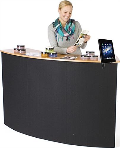 61"w Portable Counter with Clamp-on iPad Enclosure and Interior Shelves - Black - Image 4