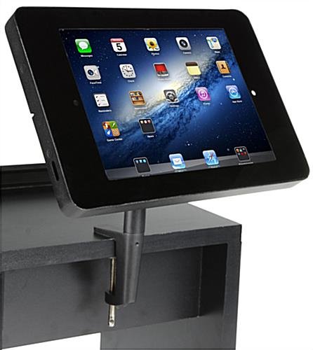 61"w Portable Counter with Clamp-on iPad Enclosure and Interior Shelves - Black - Image 5