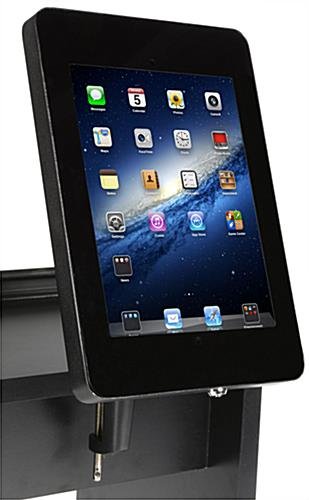 61"w Portable Counter with Clamp-on iPad Enclosure and Interior Shelves - Black - Image 6