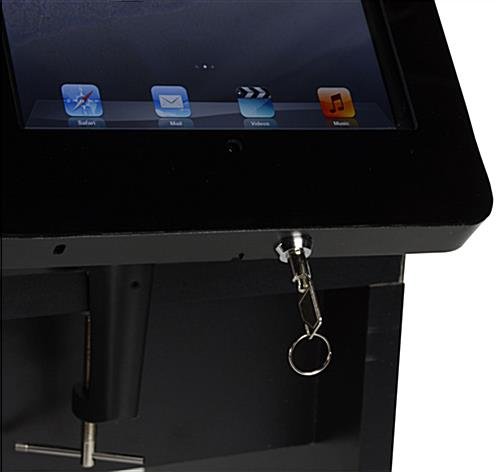 61"w Portable Counter with Clamp-on iPad Enclosure and Interior Shelves - Black - Image 7
