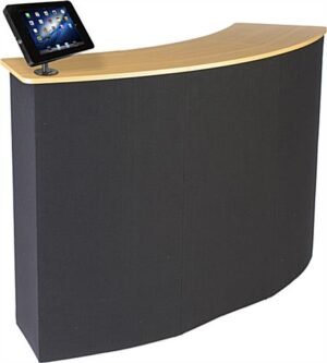 61"w Portable Counter with iPad Enclosure & Interior Shelves - Black