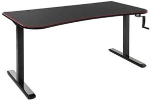 63"w Computer Desk with Height Adjustable Crank, Desk Pad Protector - Black
