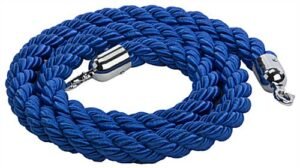 6.5' Braided Nylon Stanchion Rope with Chrome Clasps - Blue