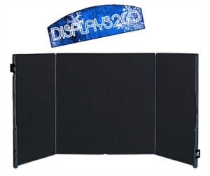 66"w Tabletop Hook & Loop Display Board, 4 Panels, Custom UV Printed Header - Black