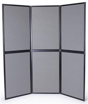 67"w Floor Standing Hook & Loop Display Board, 6 Panels - Gray