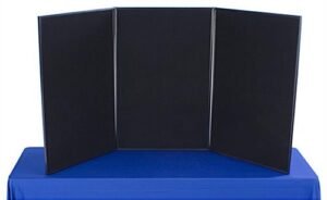 72" Tabletop Hook & Loop Display Board, 3 Panels, Double Sided - Black & White