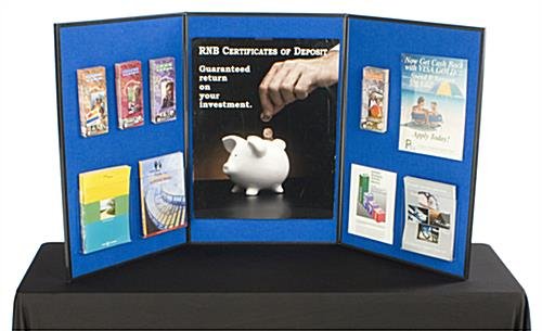 72"w Tabletop Hook & Loop Display & Write-on Board, 3 Panels - Blue & White - Image 2