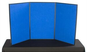 72"w Tabletop Hook & Loop Display & Write-on Board, 3 Panels - Blue & White