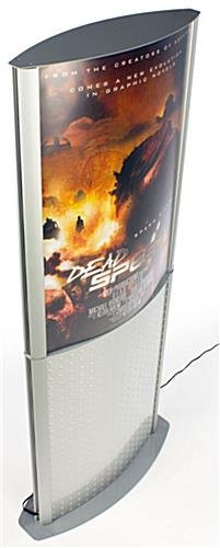 72in LED Poster Floor Stand, (2) 24 x 36, Snap Open, Curved, Silver Panel - Silver - Image 2