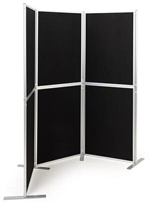 75"w Floor Standing Hook & Loop Display Board, 6 Panels, Double Sided - Black